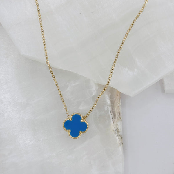 BLUE CLOVER GOLD STEEL necklace