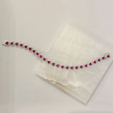 SILVER CRYSTAL PINK SAPPHIRE HEART TENNIS bracelet