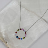 SILVER ROUND MULTI COLOR necklace