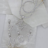 SILVER INITIAL CRYSTAL BAGUETTE II TENNIS necklace