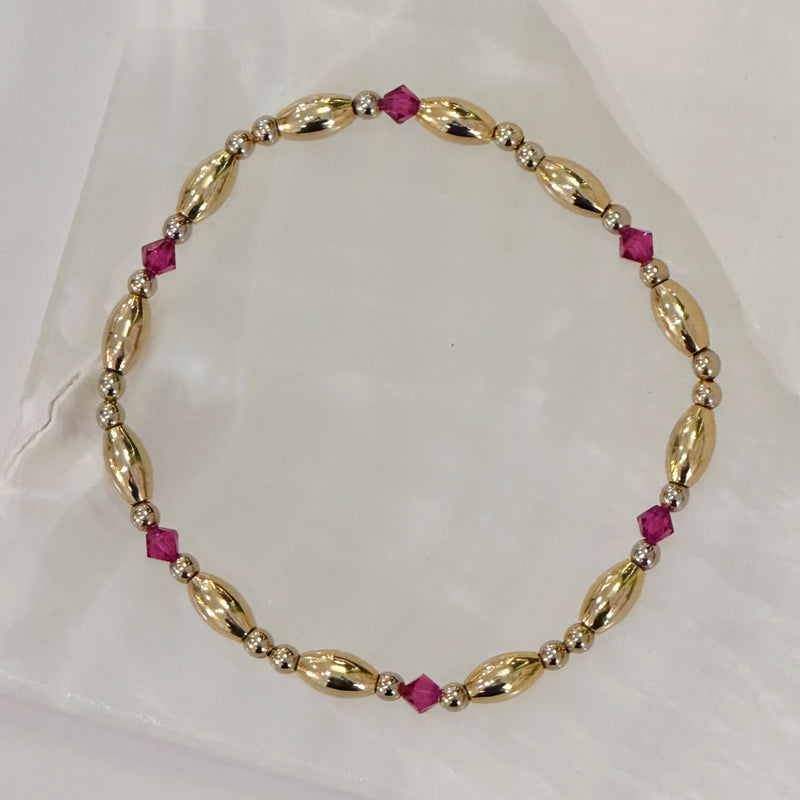 GOLDEN PINK CRYSTAL BEADED bracelet