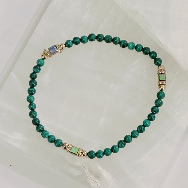 MALACHITE CRYSTAL BEADED bracelet