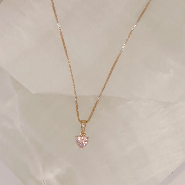 PINK CRYSTAL HEART SUPER MINI necklace