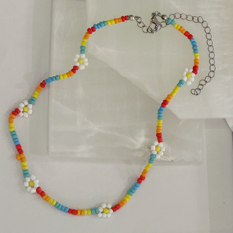 MULTICOLOR FLOWER BEADED necklace