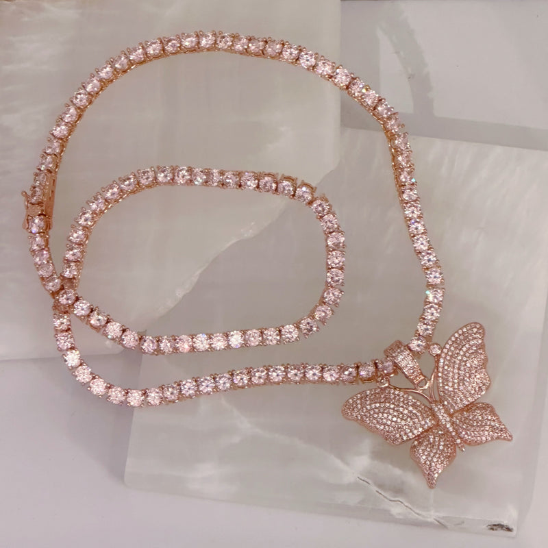 PINK KRYSTLE BUTTERFLY necklace