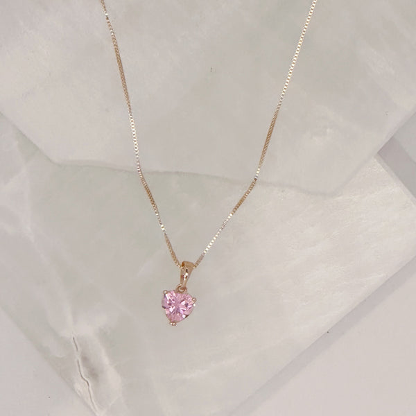 PINK CRYSTAL HEART MINI necklace