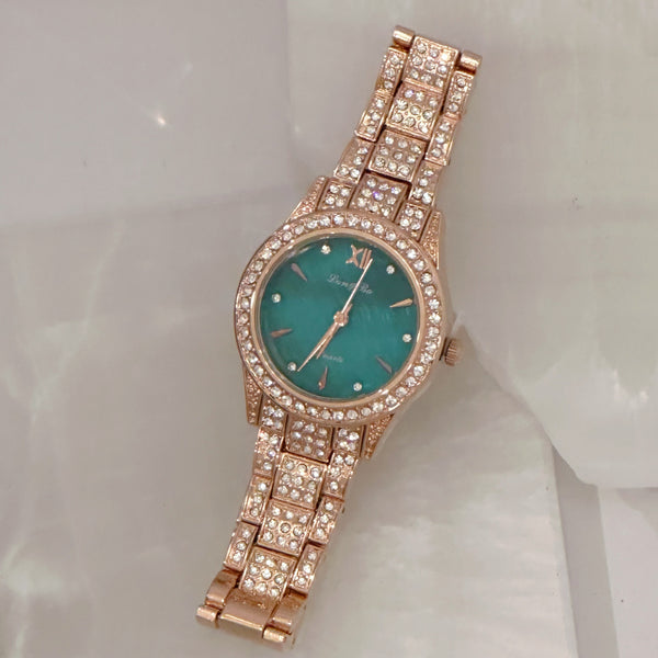 ROSE GOLD & GREEN CRYSTAL watch