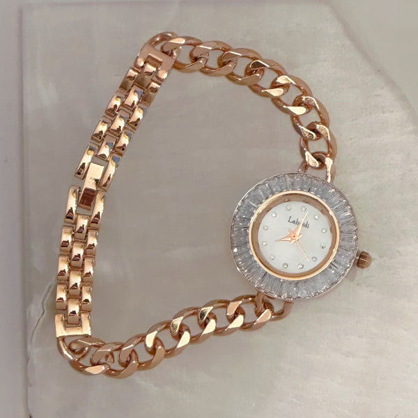 ROSE GOLD CUBAN CRYSTAL watch