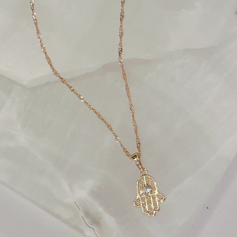 HAMSA SOLITAIRE STONE necklace