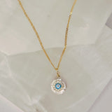 FRESHWATER PEARL BLUE EVIL EYE necklace