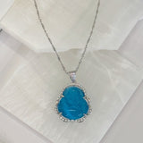 LIGHT BLUE BUDDHA CRISIANT SILVER necklace