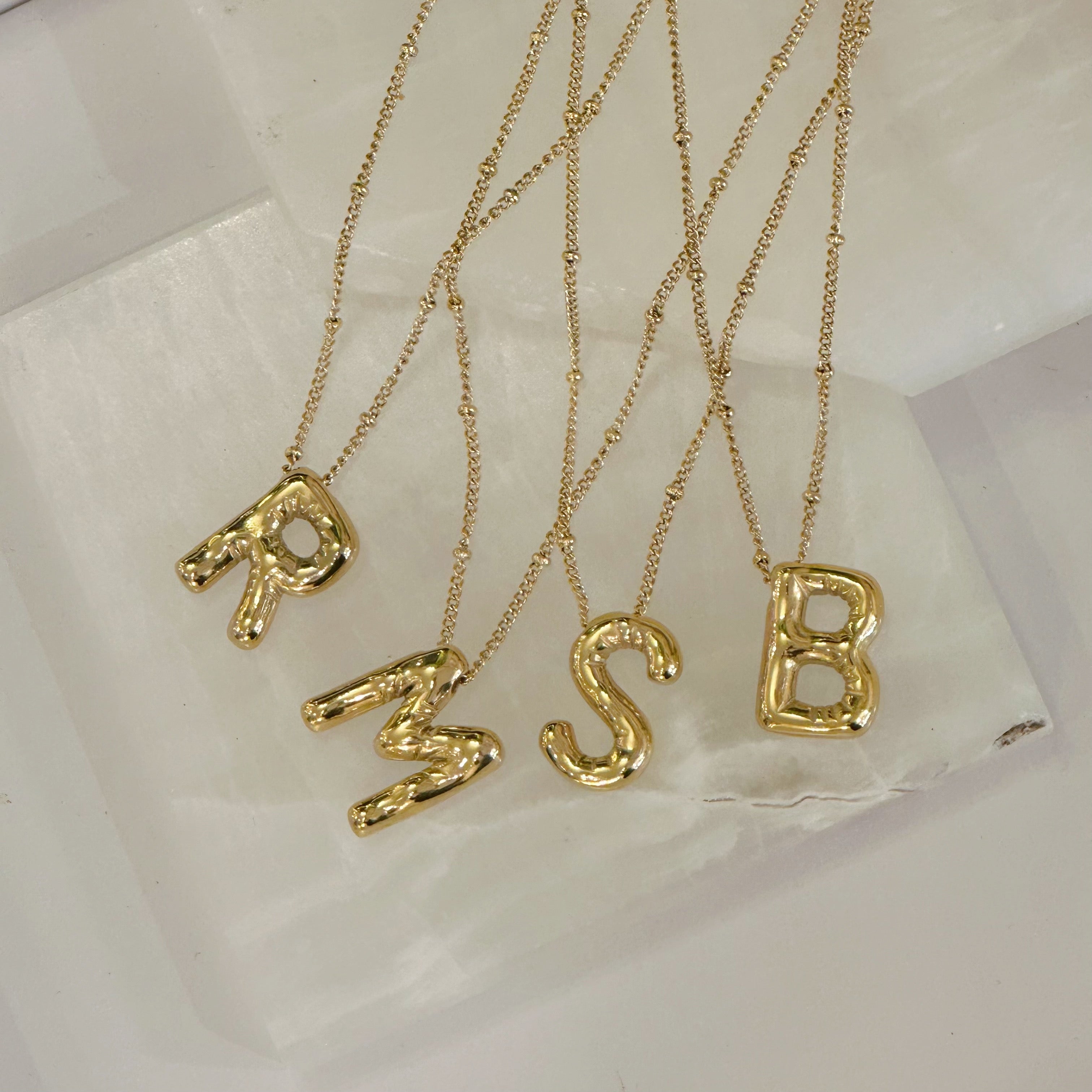GOLD BUBBLE INITIAL necklace