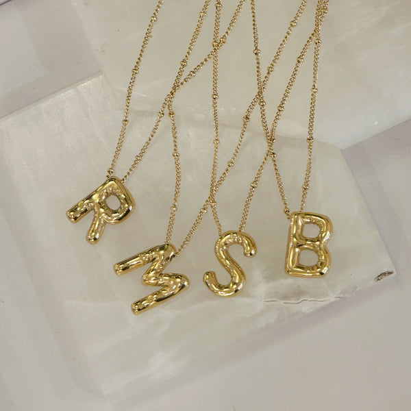 GOLD BUBBLE INITIAL necklace