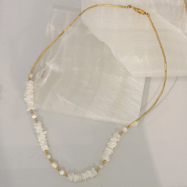 MOTHER OF PEARL HEISHI LIQUID GOLD necklace