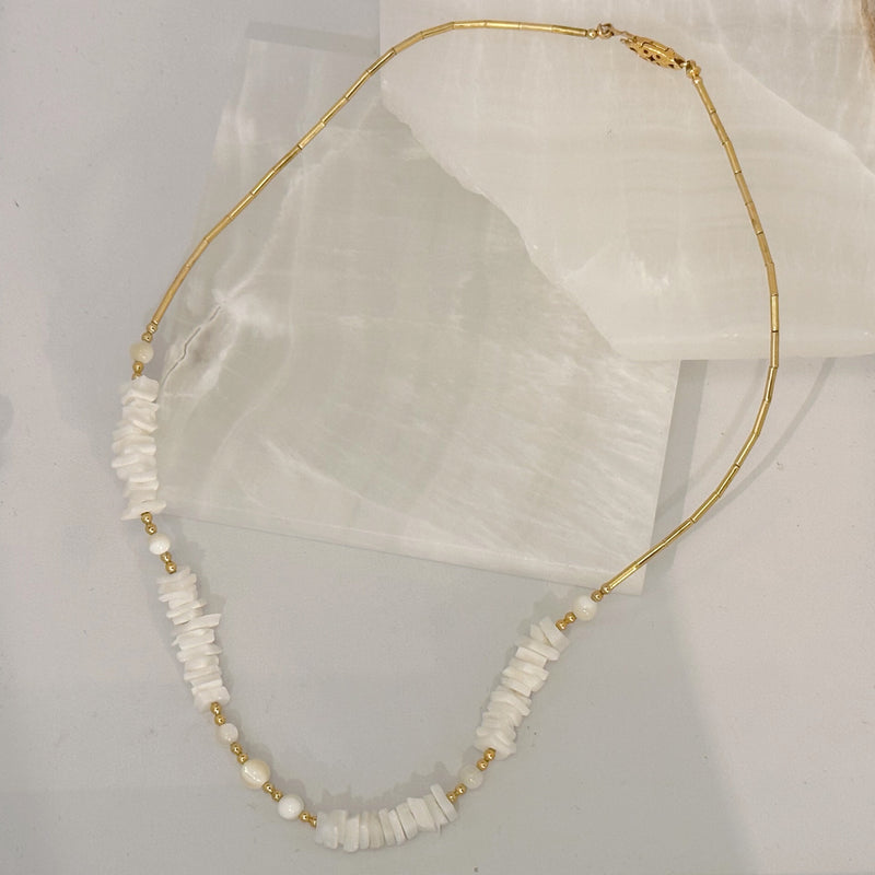 MOTHER OF PEARL HEISHI LIQUID GOLD necklace