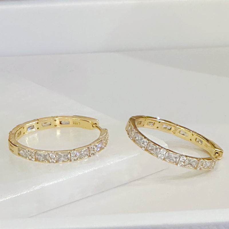 ROUND & PRINCESS CUT HOOP earrings