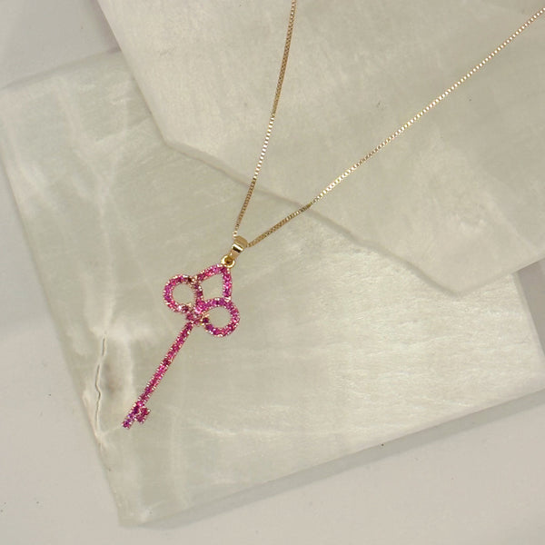 PINK SAPPHIRE KEY necklace