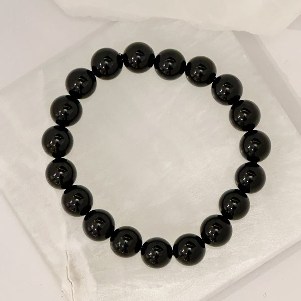 10MM BLACK TOURMALINE 10MM BEADED bracelet