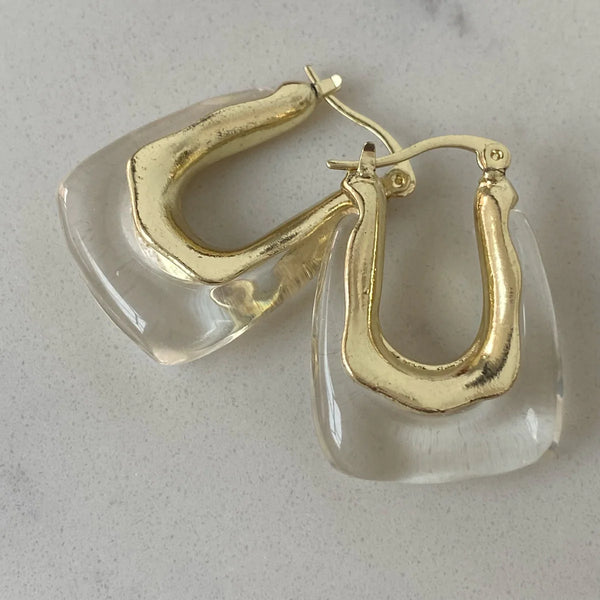 CLEAR & GOLD HOOP earrings
