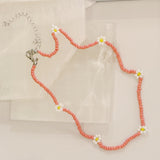 PEACH FLOWER BEADED necklace