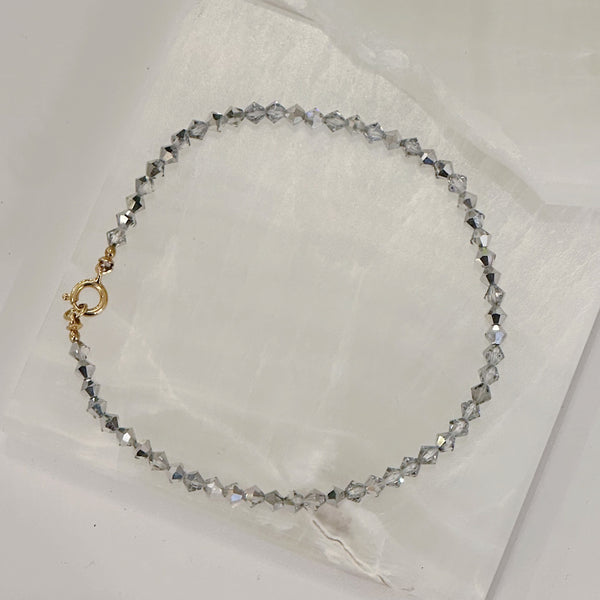 SILVER CRYSTAL BEADED anklet