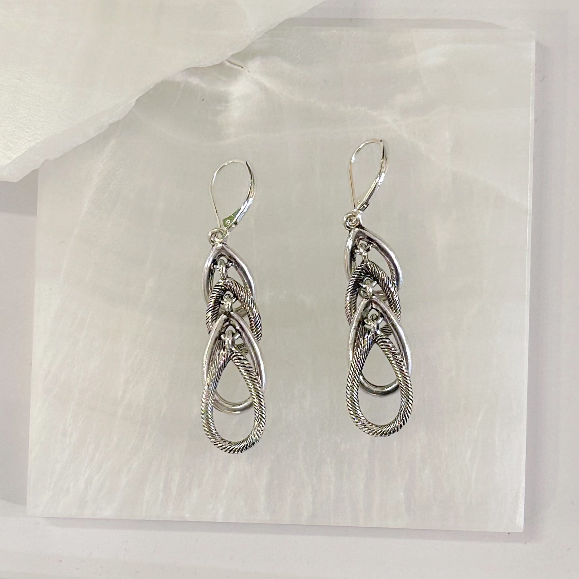ANTIQUE SILVER LOOPED TEARDROP earrings