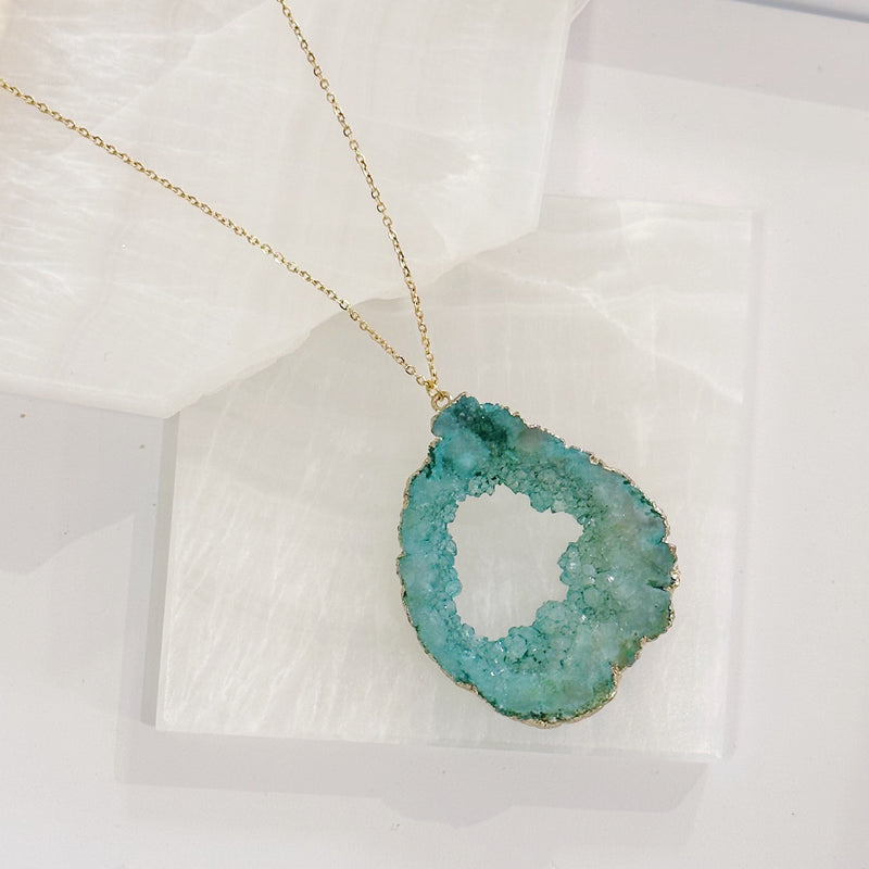 GREEN GEODE DRUZY necklace
