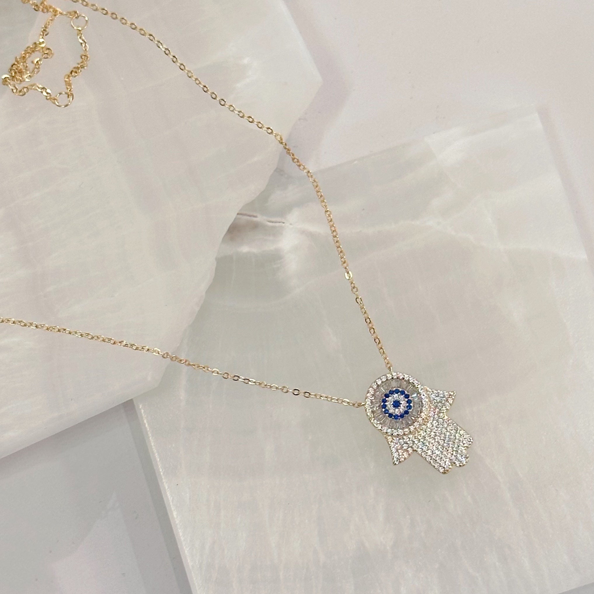 HAMSA SAPPHIRE EYE necklace
