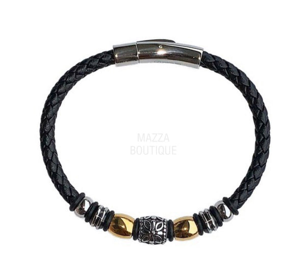 GOLD BEAD LEATHER bracelet