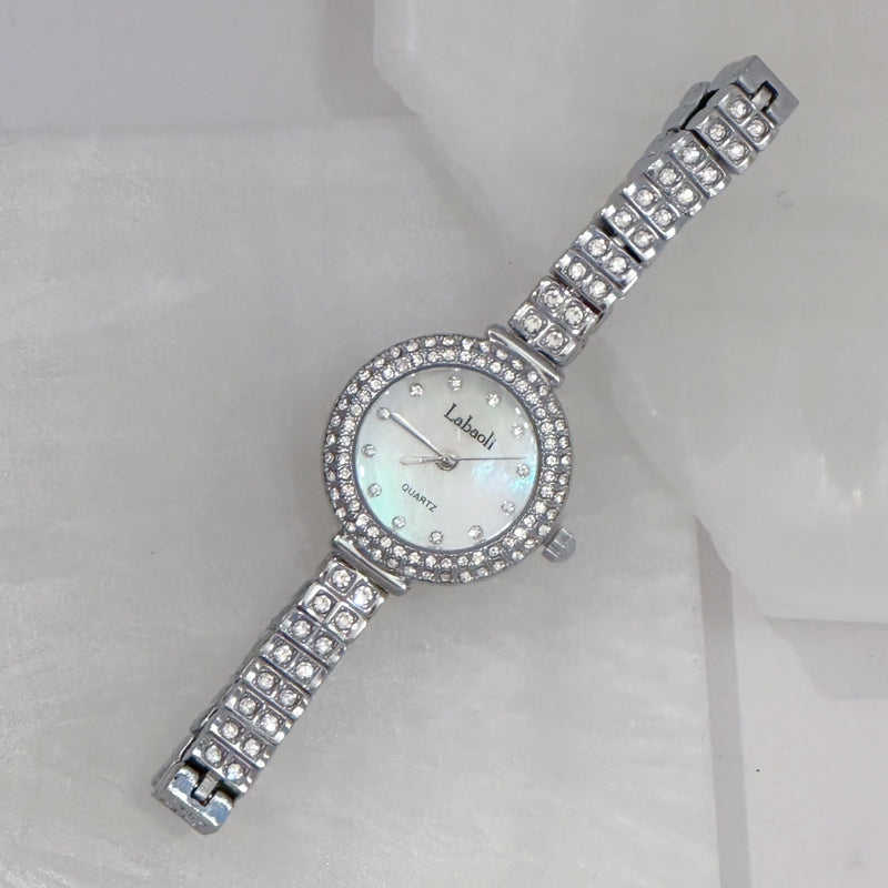 SILVER CRYSTAL MOTHER OF PEARL watch