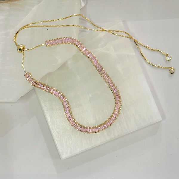 BAGUETTE PINK CRYSTAL CHOKER necklace