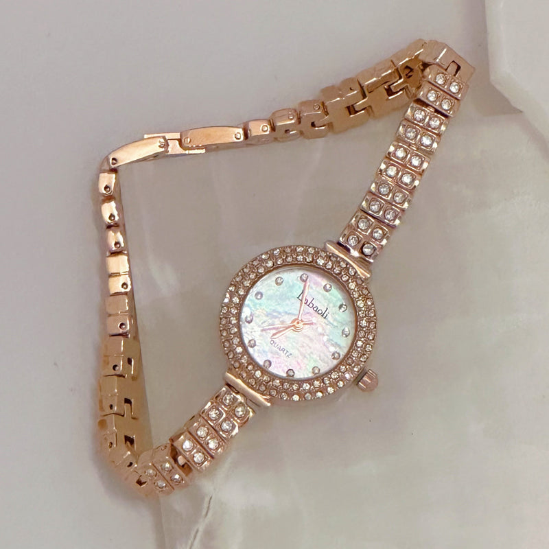 ROSE GOLD CRYSTAL MOTHER OF PEARL watch