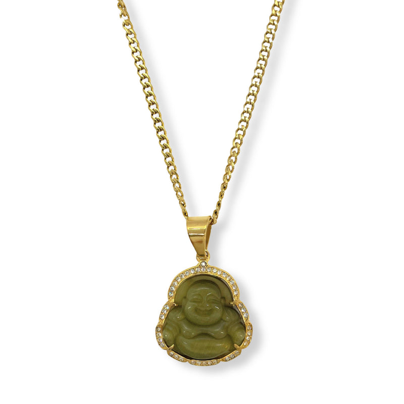OLIVE BUDDHA GOLD STEEL necklace
