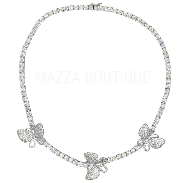 BUTTERFLY SILVER TENNIS necklace