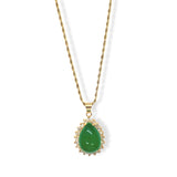 CRYSTAL TEARDROP JADE MINI necklace