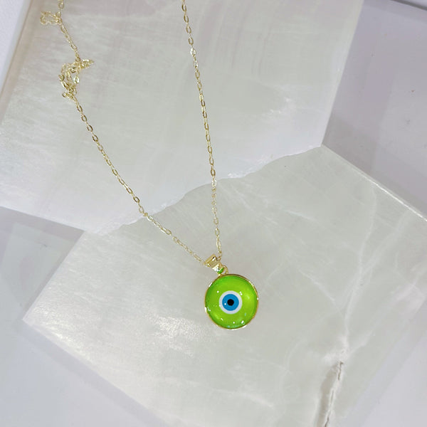 LIME GREEN EVIL EYE necklace