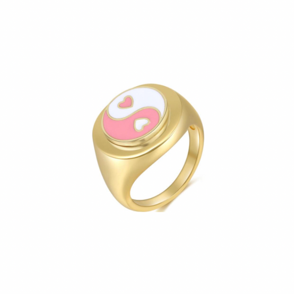 PINK YIN YANG HEART ring