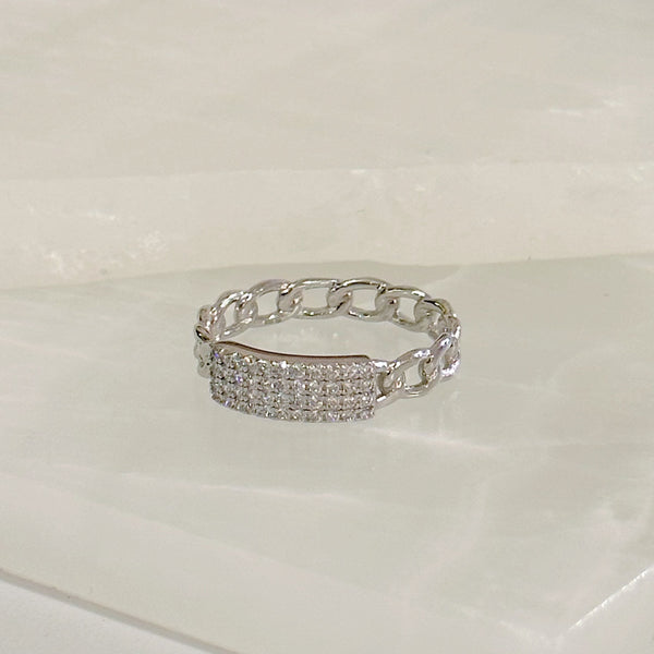 SILVER CUBAN CZ MINI ring