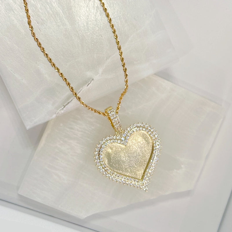 DOUBLE HALO CRYSTAL HEART necklace