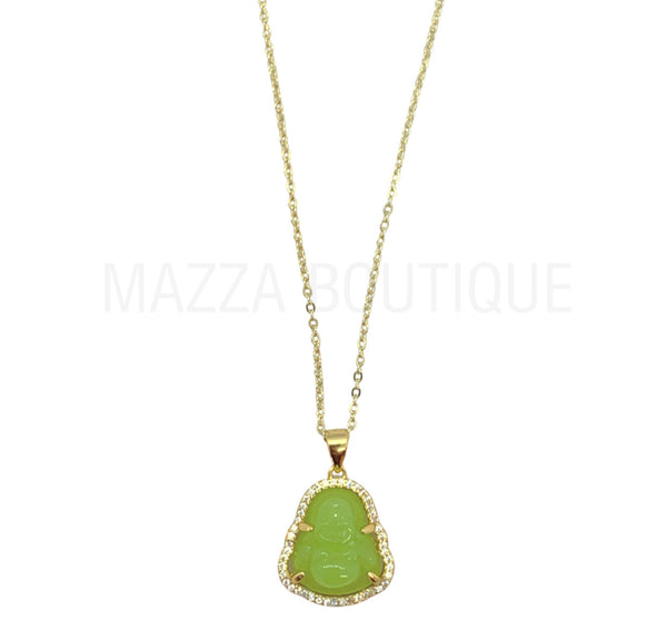 LIME GREEN BUDDHA SUPER MINI necklace