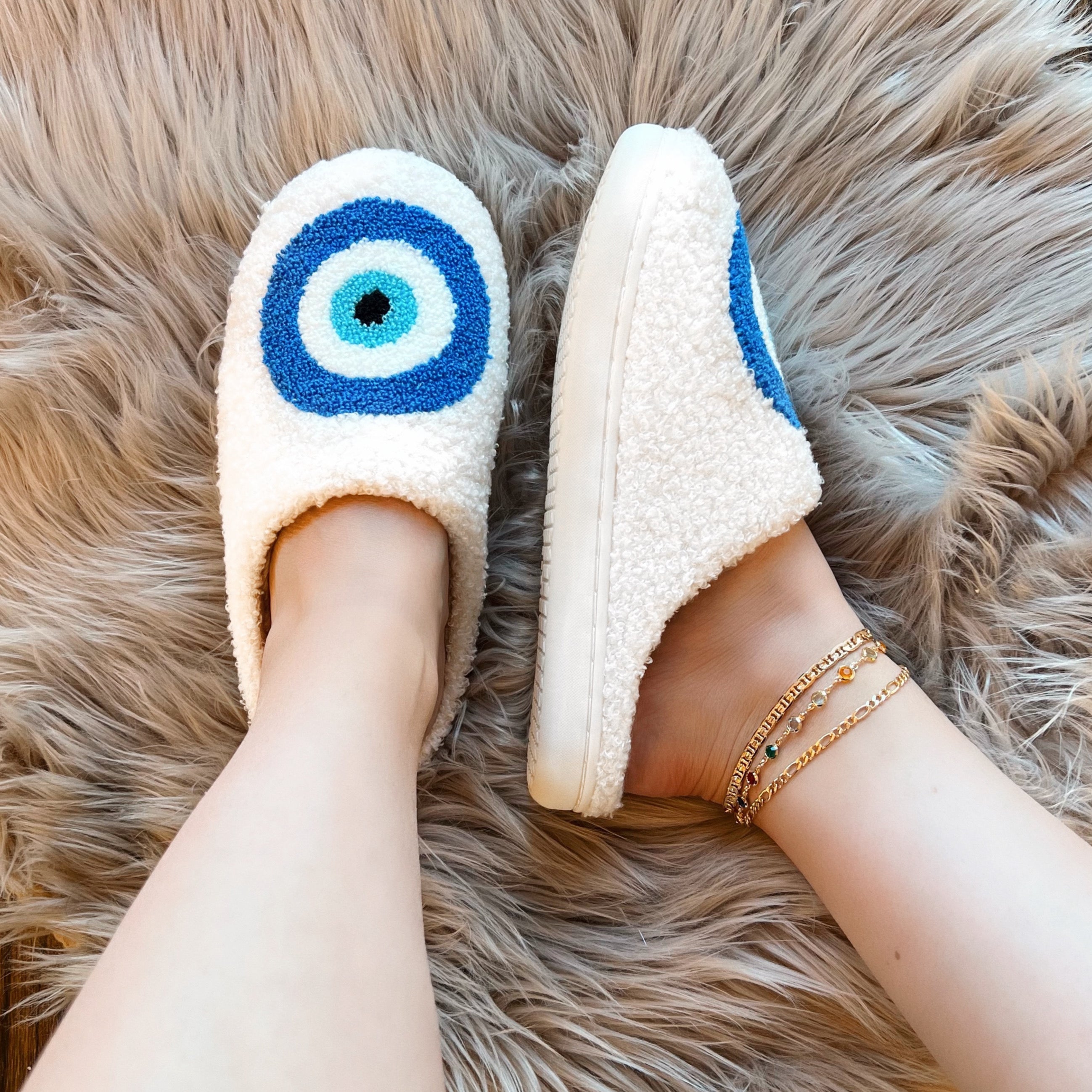 COZY EVIL EYE slippers