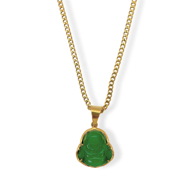 GREEN BUDDHA MINI STEEL necklace