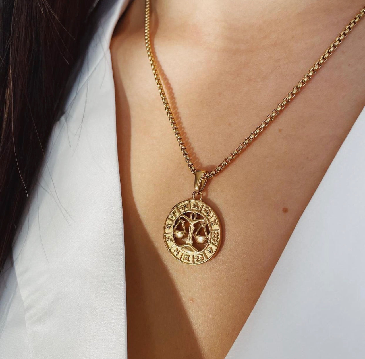 GOLD ZODIAC MEDALLION necklace