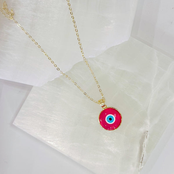 HOT PINK EVIL EYE necklace