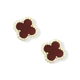 RED CRYSTAL CLOVER STUD earrings