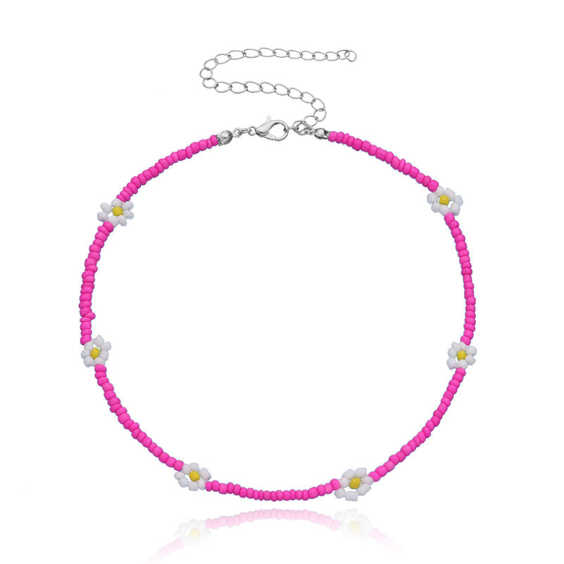 FLOWER BEADED PINK necklace