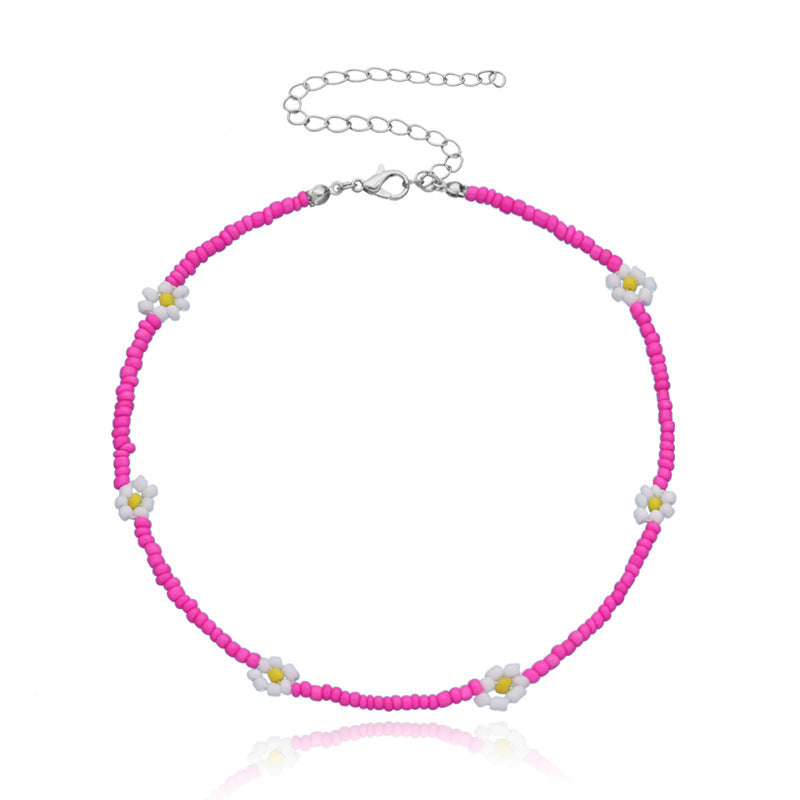 FLOWER BEADED PINK necklace