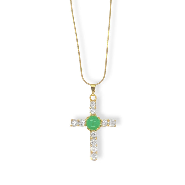 CRYSTAL CROSS JADE necklace