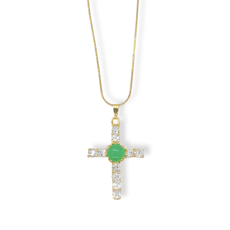 CRYSTAL CROSS JADE necklace