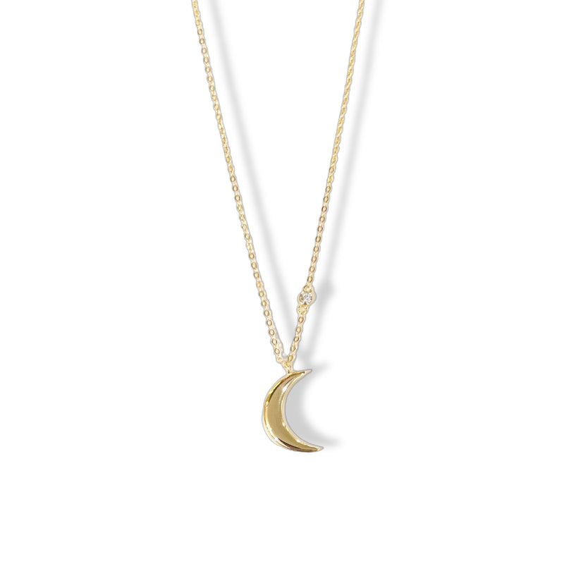 CRESCENT MOON & STUD necklace